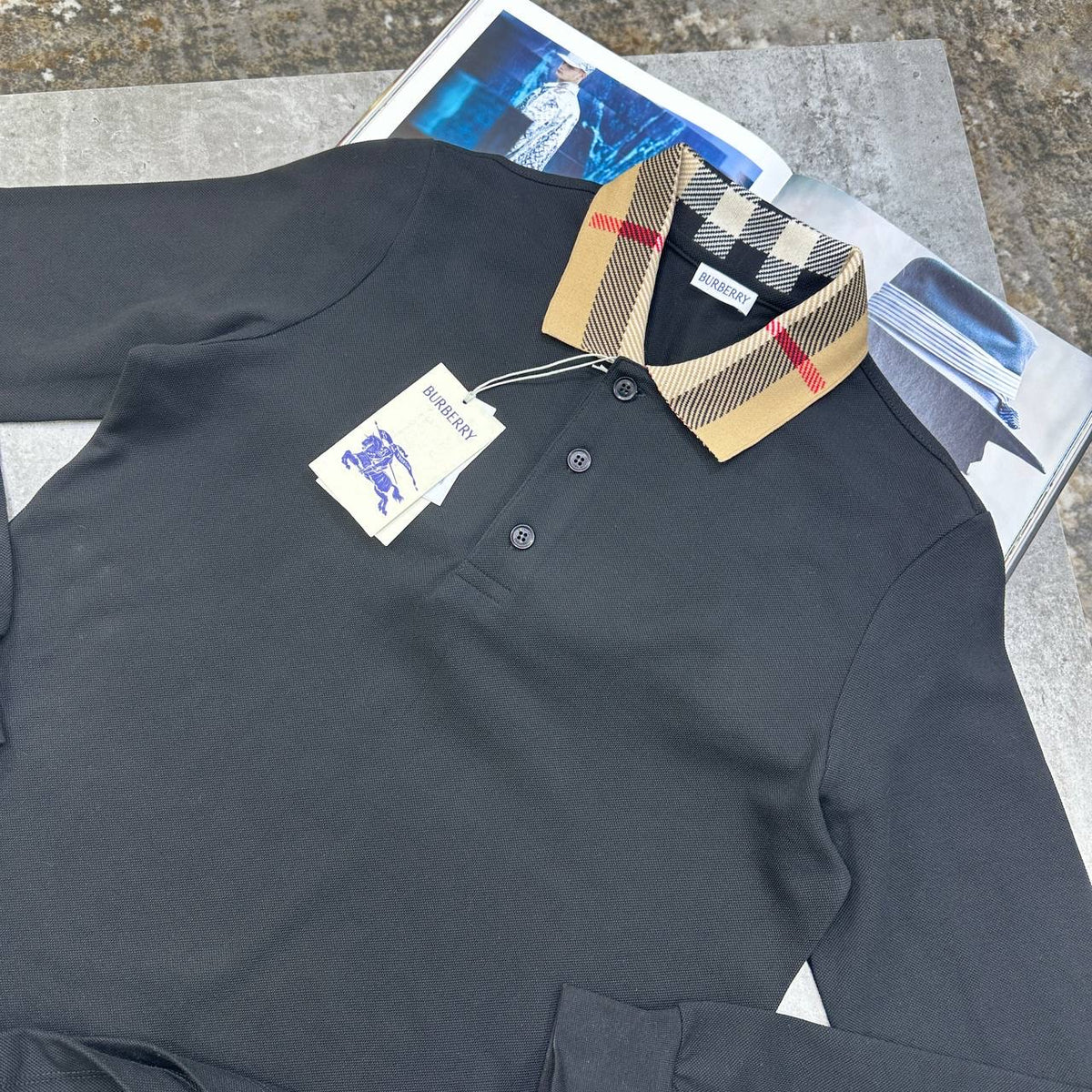 BRBRY FULL SEELVE POLO BLACK