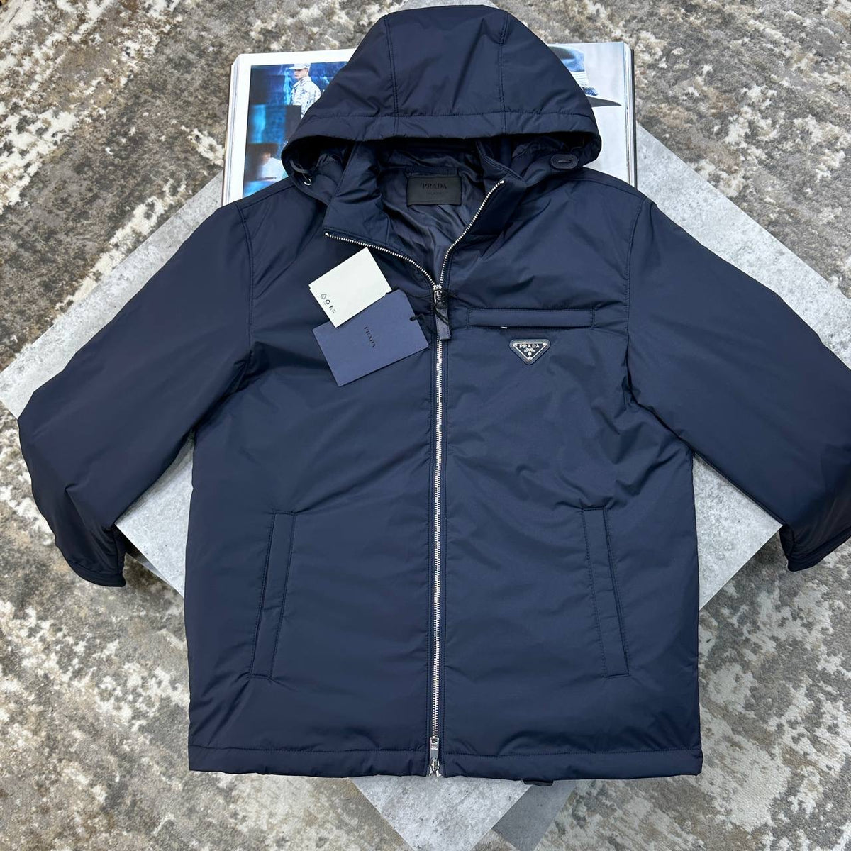 PRA ZIP PUFFER JACKET NAVY