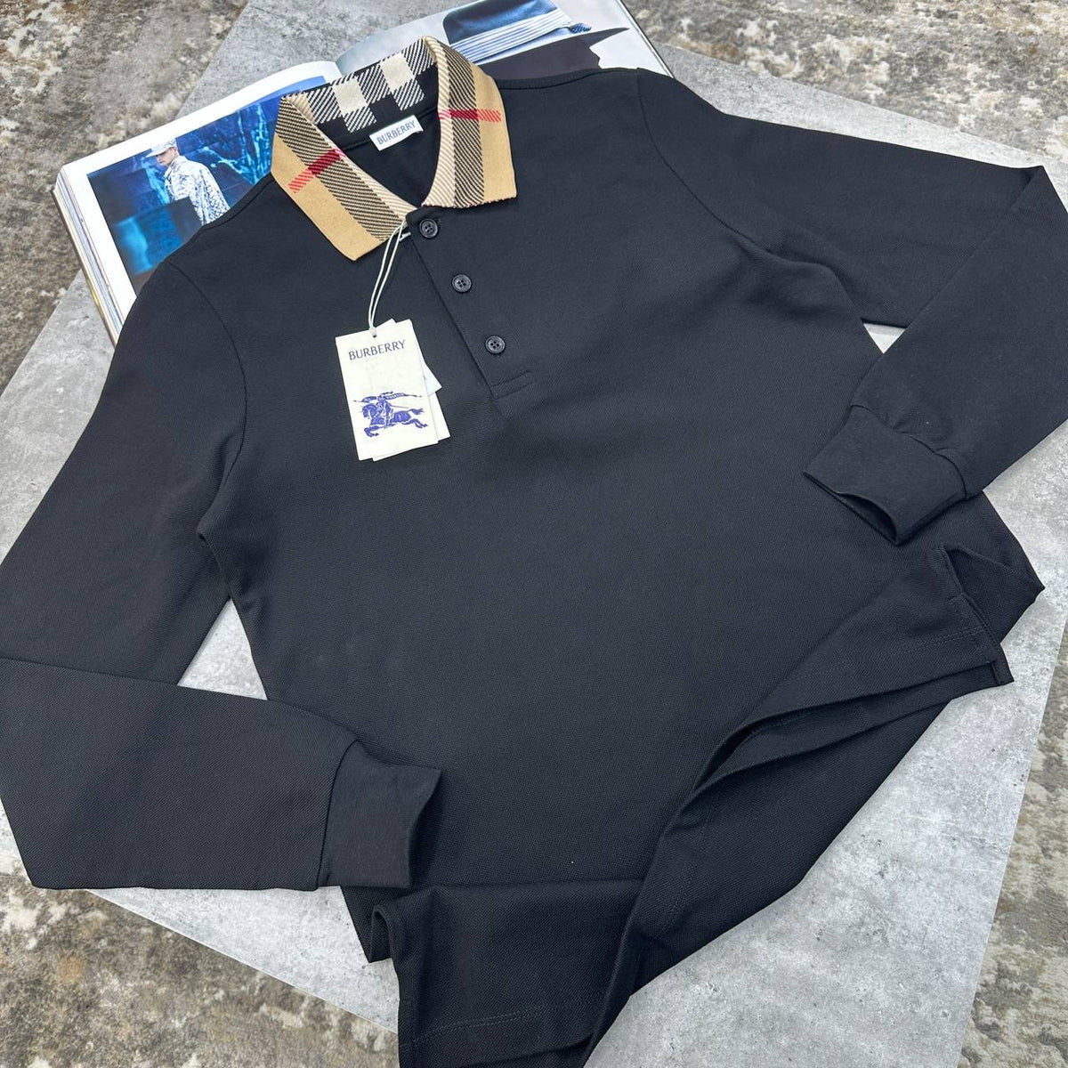 BRBRY FULL SEELVE POLO BLACK