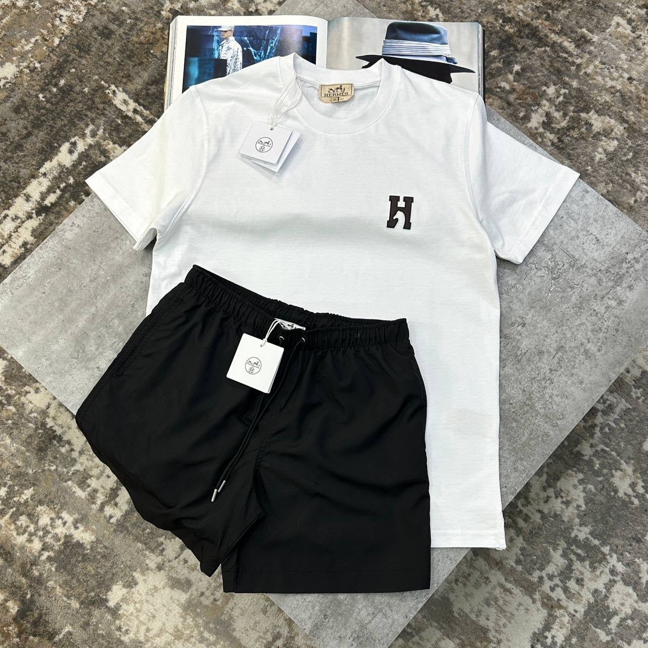 HRMS SHORT SET WHITE/BLACK