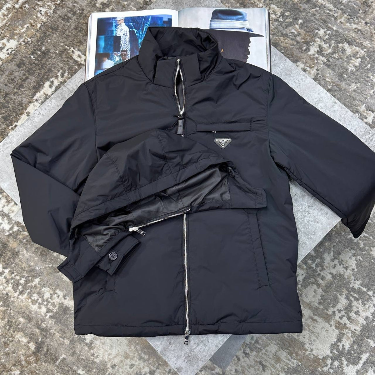 PRA ZIP PUFFER JACKET BLACK