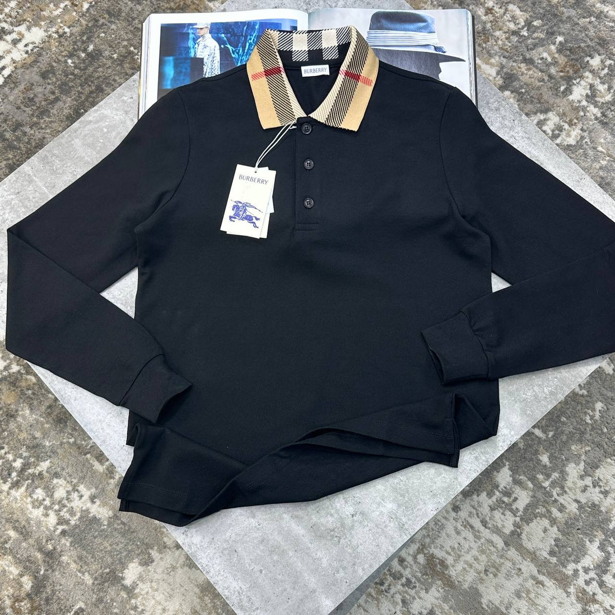 BRBRY FULL SEELVE POLO BLACK