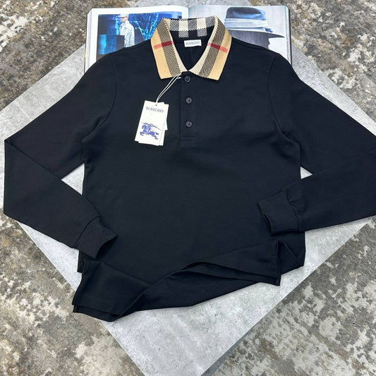 BRBRY FULL SEELVE POLO BLACK
