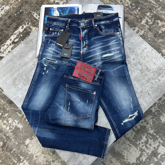 DSQD SLIM FIT JEANS RED BADGE BLUE