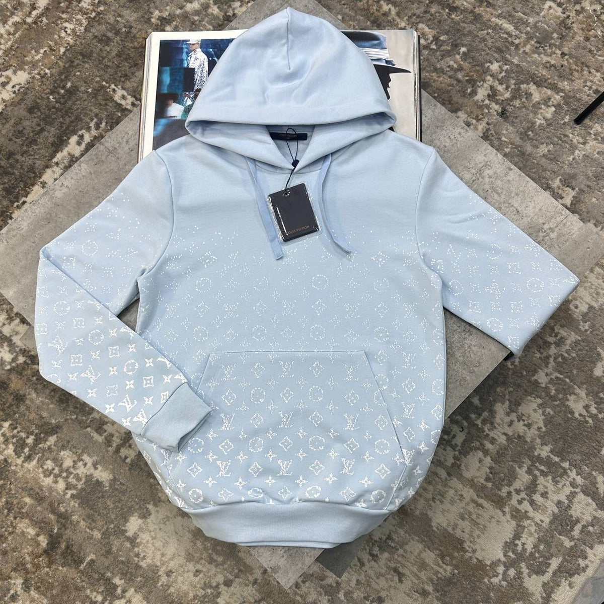 LVE HALF-PRINT HOODIE LIGHTBLUE