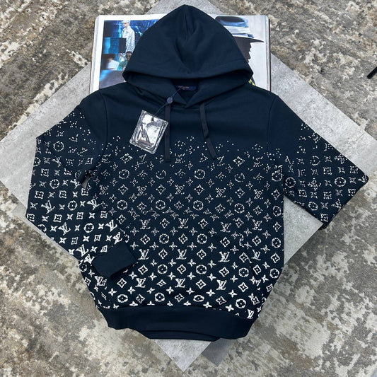 LVE HALF-PRINT HOODIE NAVY
