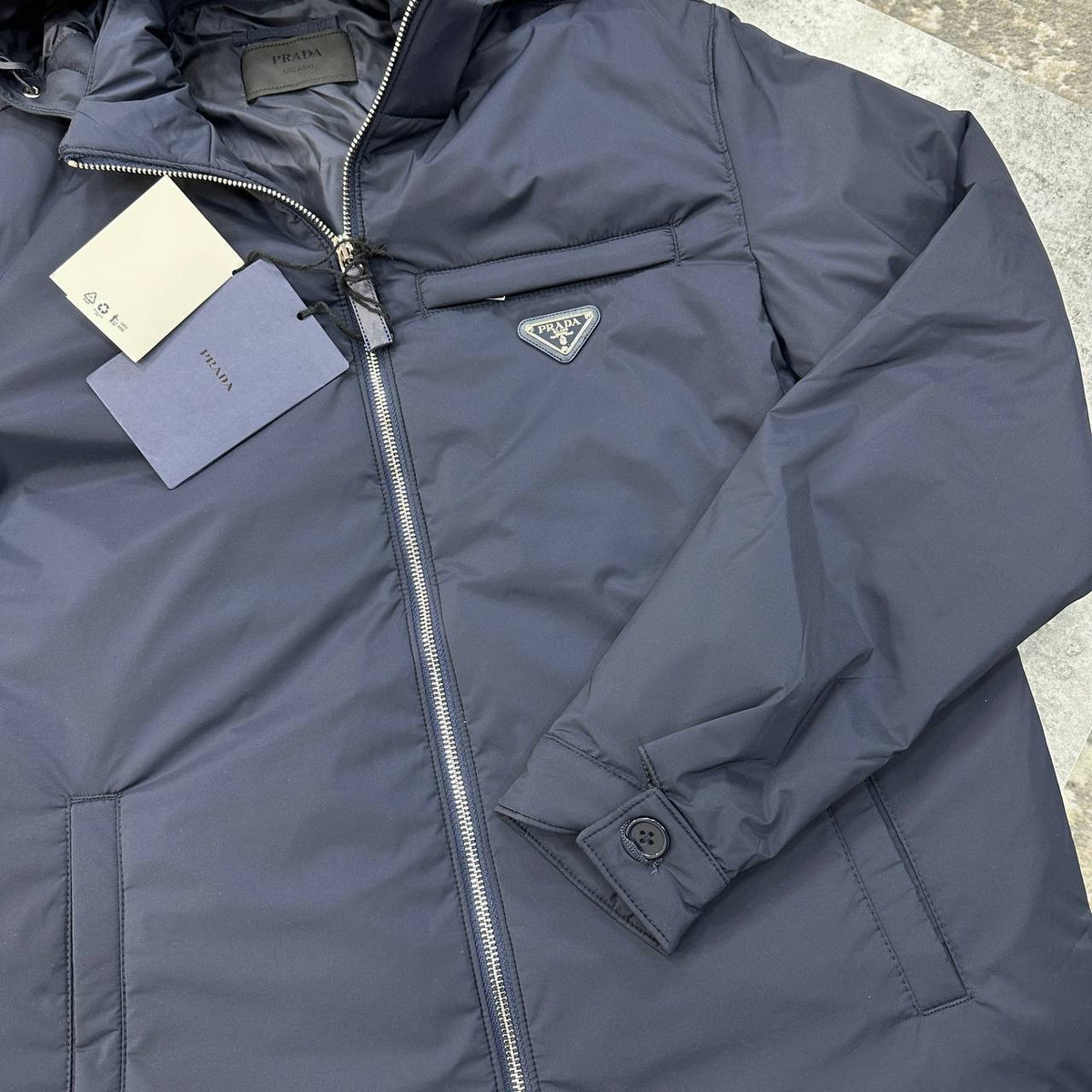 PRA ZIP PUFFER JACKET NAVY